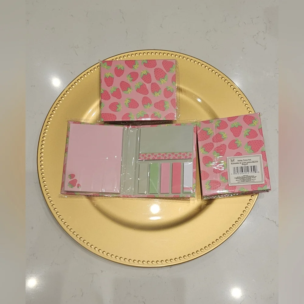 Strawberry & Pink Theme Stationary/Sticky Note Gift Set (4 piece)